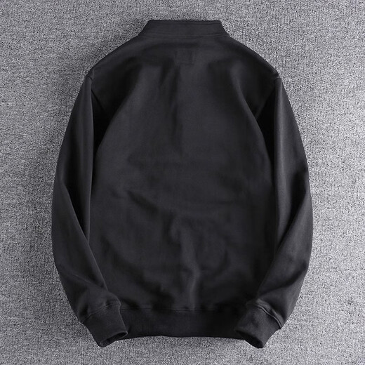 Kuraishi Kazuki trendy brand heavyweight pure cotton Henry collar sweatshirt men's autumn and winter 2025 new half open collar loose retro bottoming shirt black 3XL 170-190Jin Jin equals 0.5 kg