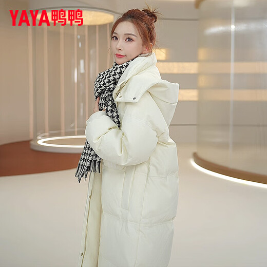 YAYA (YAYA) down jacket women's mid-length winter new fashion casual all-match removable hood thickened cold-proof warm jacket XB green M (160)