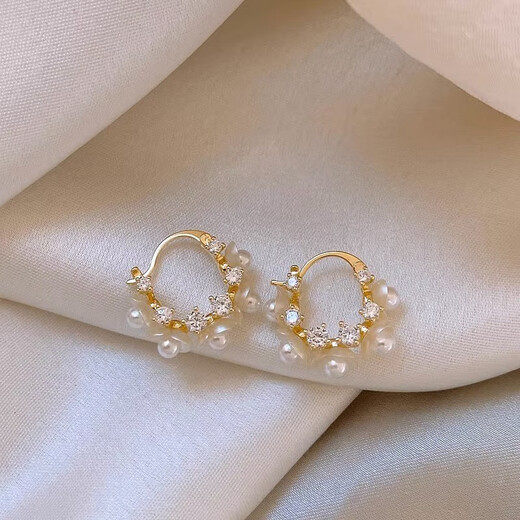 Xiaose Imitation Pearl Flower Earrings Niche Design Earrings High-end Earrings Women's Earrings Women's 2025 New Versatile Flower Earrings E3157
