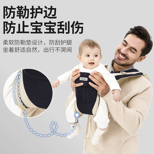 Bolsa de tela Taburada de cintura Madre Correa para bebés Abrazo delantero multifunción delantera y trasera de cuatro estaciones Luz de cuatro estaciones y transpirable Baby Baby Model de moda universal [Azul Osck]