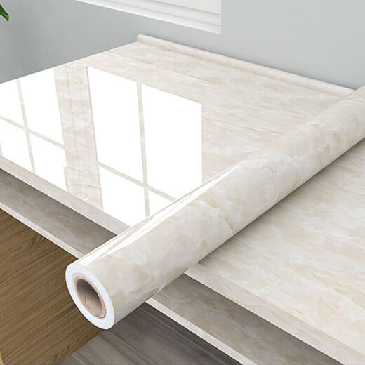 ZHIO kitchen stickers waterproof and oil-proof thickened marble cabinet renovation self-adhesive wallpaper stove high temperature resistant countertop refreshing stone white 60 cm wide * 5 meters long