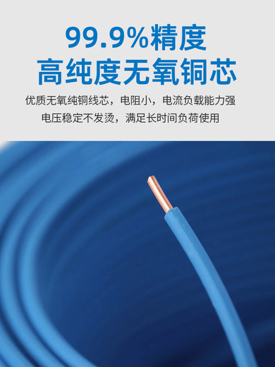 科至途南洋电缆 家装电线BV15254平方国标单铜芯线照明插座线入 国标足米蓝色100米卷 15平方毫米