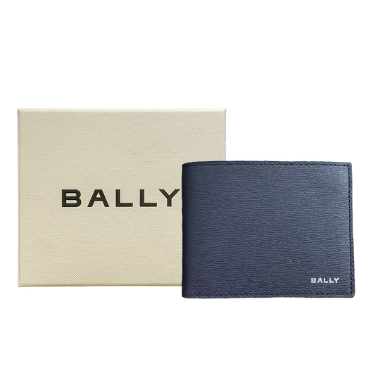
BALLY men's wallet new cowhide bifold short wallet photo clip card wallet wallet for boyfriend 6305290 dark blue + palladium