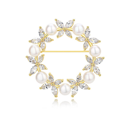 Violet (violet) butterfly full bead brooch, high-end women's exquisite round pearl butterfly corsage brooch, niche trend, champagne gold 1