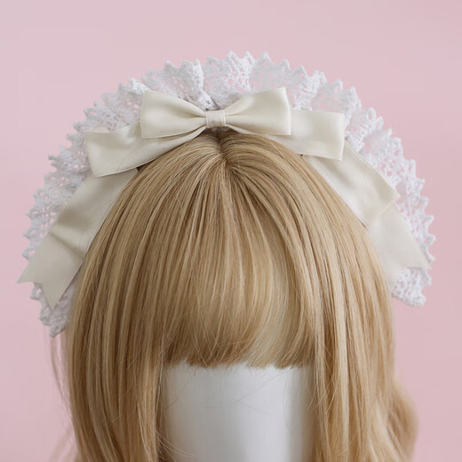 WEISHINI handmade cute Lolita hair accessories lo girl coffee maid KC headband lace bow headband decoration black