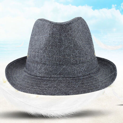 KAROND new top hat gentleman hat men's summer men's sun hat cool hat spring and autumn middle-aged and elderly hat elderly hat linen breathable outdoor top hat gentleman hat hemp gray extra large head circumference 60CM