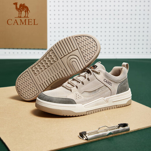 骆驼（CAMEL）男士潮流复古拼接运动休闲板鞋 G13S309046 米白 41 