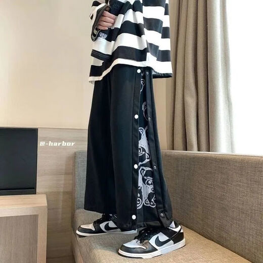 Ejot Breastted Casual Hosen Herren Sport mit Breithöfen mit breiten Beinen losen gerade und vielseitige Casual High Street 2025 Neue Style-Hosen K66-White_ [] 2xl