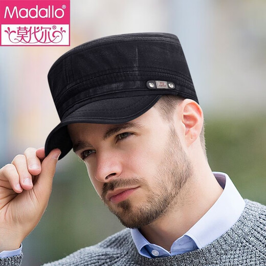 Modal hat men's peaked cap flat-top hat middle-aged and elderly dad military hat casual trend sun protection sun hat outdoor fishing wrapped flat-top hat black
