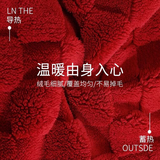 LangSha Couple Pajamas for Men and Women Winter Coral Velvet Big Red Newlywed Wedding Suit for the Year of the Zodiac Plus Velvet Home Clothes Heart to Heart Ms. M