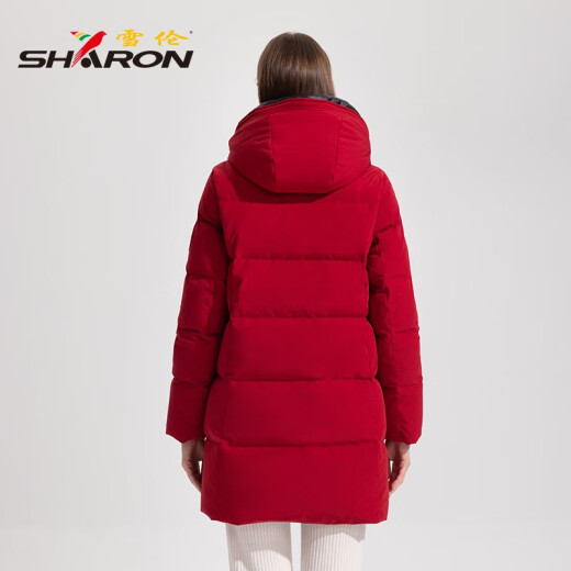 Shirron Mid-Longgent Down Jacket for Women Simple y versátil Armband Autumn and Winter Jacket 13567 Xuanqing Black XL