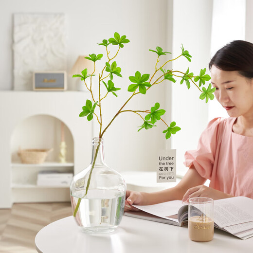 Flower e flow horse drunk wood simulation green plant Japanese hanging clock plant fake flower simulation flower indoor living room table decoration bouquet ornaments 130CM hanging clock 1 branch