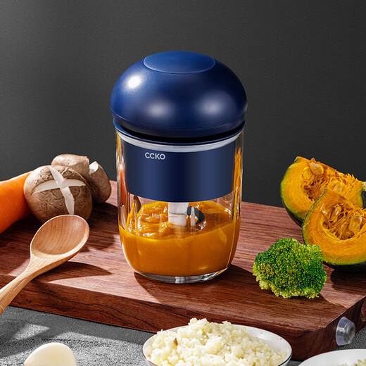 CCKO garlic artifact small garlic mince mini mince garlic machine electric garlic pounder glass minced meat 280ml rechargeable multi-function cooking machine (white)