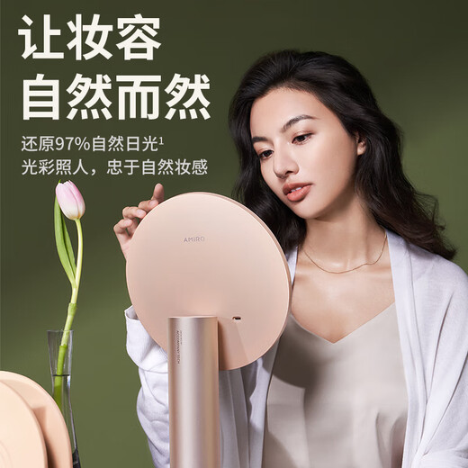AMIROAMIRO makeup mirror with light led desktop dressing mirror O2 high-definition intelligent fill-in light dormitory beauty mirror small powder mirror Dream Garden gift box