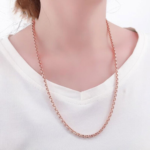 Fat Donglai's same rose gold necklace men's Russian 585 purple gold plated 14K Italian thick men's and women's tank necklace (with 60CM rose gold chain)