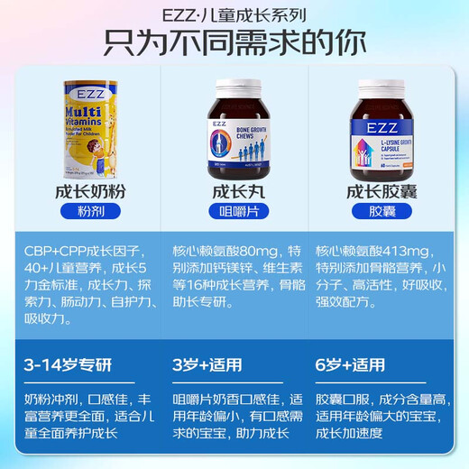 Cápsulas de crecimiento de Ezz Lysine Niños y adolescentes Píldor de crecimiento australiano Péptido de crecimiento de 6 años + 60 cápsulas * 3 botellas [826mg lisina/sustituto] 1 botella de kaituo paquete