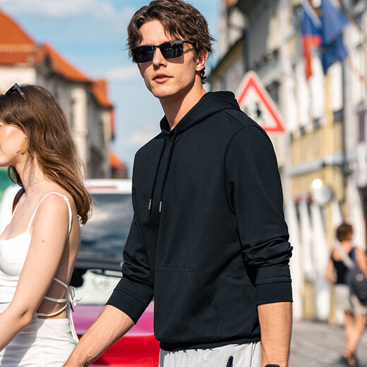 
Mr. Bu Bu’s thin base sweatshirt for men casual hooded men’s inner top 2025 new product KT15763 graphite black M (170)