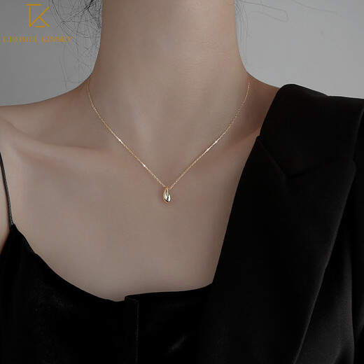CHOMEL KINSEY S925 Water Drop Pendant Necklace Women's Niche Design High-end Light Luxury Clavicle Chain as a Valentine's Day Gift for Your Girlfriend 925 Silver Water Drop Necklace Gold