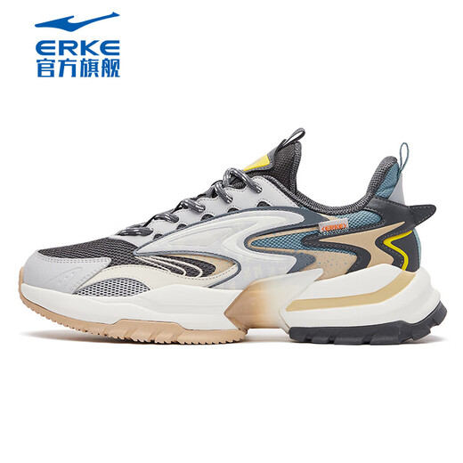 Hongxing Erke casual shoes men's rubber non-slip shock absorbing soft sole comfortable and versatile sports shoes men's shoes [Congjun] Carbon gray/Yunmu gray 42