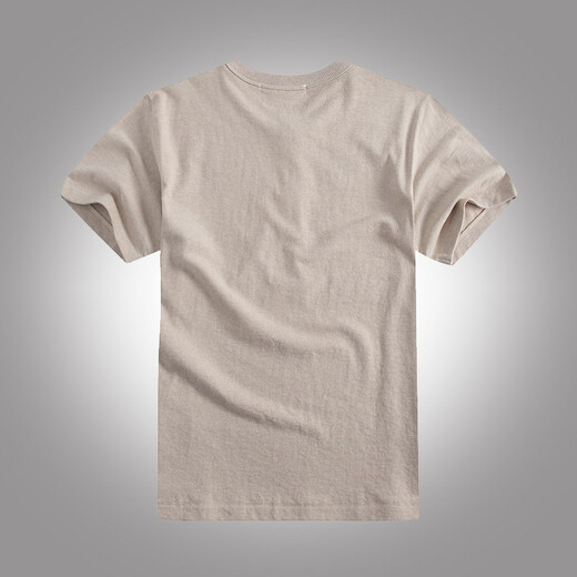 AK ARMY Summer New Ami Kaji Henry Neck Short Sleeve T-shirt Men's Casual T-shirt Base Shirt American Retro Short Sleeve Apricot M
