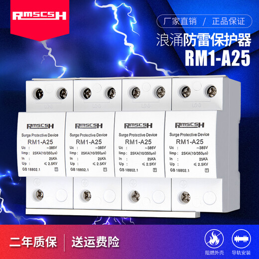 Shanghai People's 2P/4P first-level surge protector 220/380V lightning arrester lightning switch surge protector anti-lightning single-phase-2P-80KA