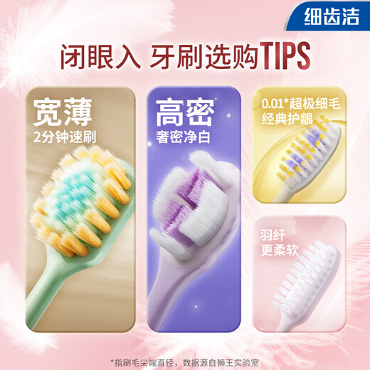 狮王（Lion）细齿洁靓龈牙刷软毛细毛护理包胶刷柄握感舒适家庭4支装京东自营
