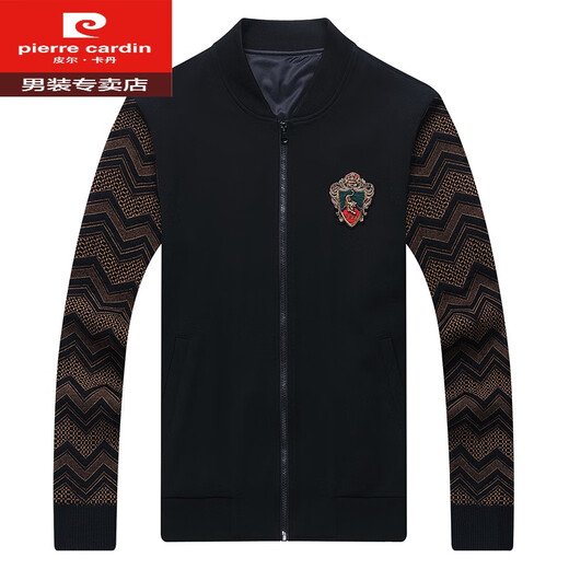 Pierre Cardin (Pierre Cardin) Sportanzug für Männer mit Mulberry Seide 2025 Herbst und Winter Mode hübsches Set mit Hose lässig Sweatshirt Herrenkleidung schwarz 6628 l 175/88a