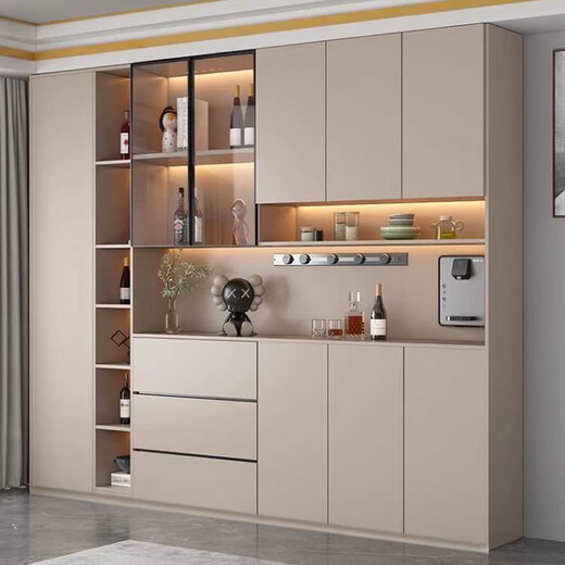 XMSJ Customized Massive Holz Seitenschrank gegen die Wand integriertes Wohnzimmer Teeschrank 2024 Leichte Luxus -Wandkabine Aufbewahrung Weinschrank Stil 12240*40*220 Solid 6 Türen