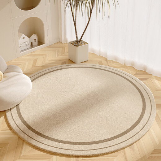 Qingbilin chair floor mat wabi-sabi style Japanese living room round floor mat computer chair foot pad resistant coffee table mat swivel chair carpet-120*120cm-wrapped style