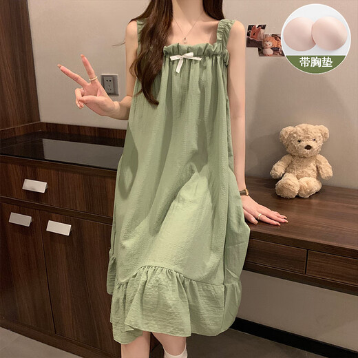 旭杉斯睡衣女吊带公主风吊带睡裙女款带胸垫夏天季甜美少女风睡衣宽松孕 9274 小动物带胸垫 XL 175(X)
