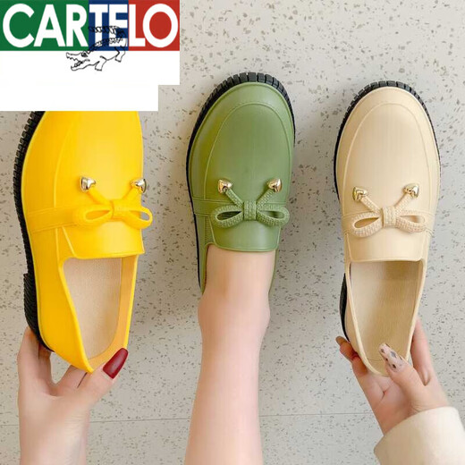 Katile crocodile fashion shallow mouth women's rain boots for women's kitchen work non-slip waterproof shoes low top shoes car washing work shoes rubber shoes rain H553 black 37