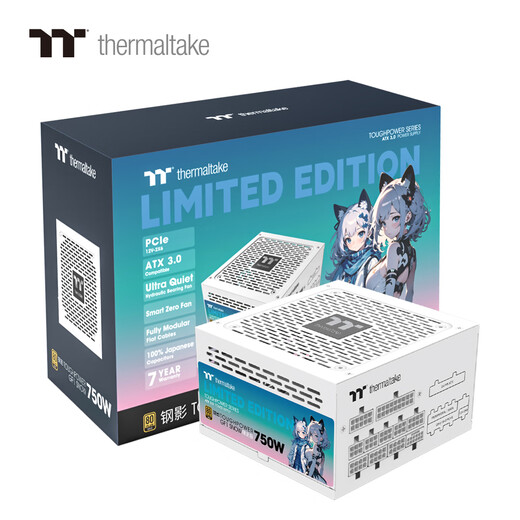Thermaltake (Tt) rated 750W steel shadow Toughpower GF1 limited edition power supply white (native PCIe5.1/ATX3.0/gold certification/full module)