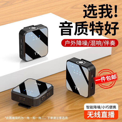 ZNNCO Wireless Lavalier Microphone Radio Microphone Mobile Phone Live Recording Noise Reduction Douyin Short Video Shooting Singing Karaoke Outdoor Portable Little Bee Sound Transmission Equipment Universal for Apple Android Cameras One-to-One + Bluetooth Accompaniment + In-Ear Reverberation Apple Android Phone Anchor Sound Card Live Broadcasting Remote Ultra-long Battery Life Equipment