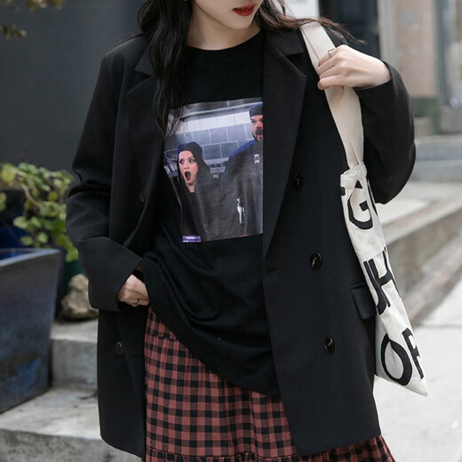 Yi Shangmei casual small suit jacket for women spring new design small suit for workplace commuting wear for small women black high quality non-iron anti-wrinkle fabric M recommended 90-105Jin Jin equals 0.5 kg