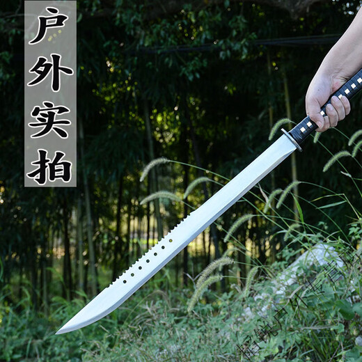 德渊龙l泉一体猛l钢唐i横刀剑社会刀具防身长款户外大刀冷兵i器未开刃 黑色短款高锰钢材质XH9731G