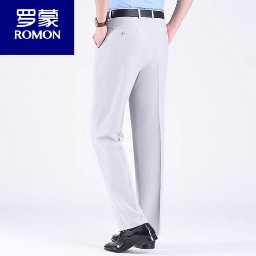 Romon (Romon) pantalon de soie de mûrier de mûrier d'été masculin d'âge moyen et âgé lâche haute taille droite pantalon de costume sans chaud décontracté lyc869 # haricot vert 34 taille 2 pieds 7 tour de taille