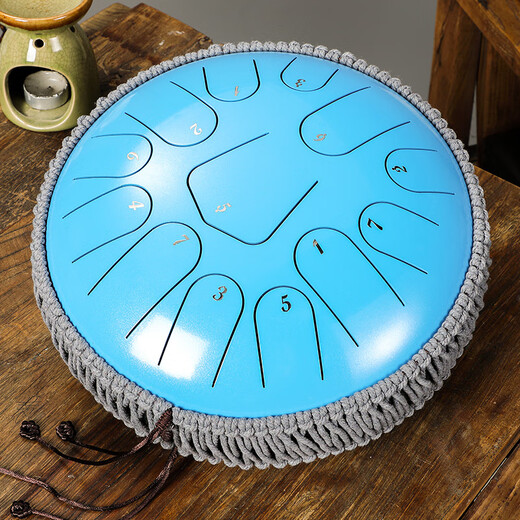 
hluru Luru Ethereal Drum 12 inch 13 tone hollow drum children students beginner adult professional percussion instrument gift [triangle style] 12 inch 13 tone stone green + stand + big gift bag