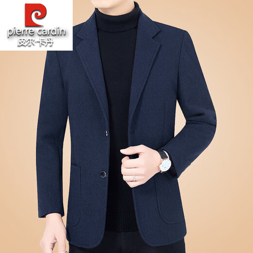 皮尔卡丹（pierre cardin）高档羊毛呢西装外套男士2024秋冬新款中年休闲西服修身单西上衣 610浅咖色 高档男装 S 165 【适合95-100斤】