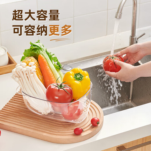 Ecoco vegetable sink drain basket new kitchen multi-functional blanching and draining bowl household filter drain basin fruit washing artifact amber-pack of two, dual-purpose blanching/draining
