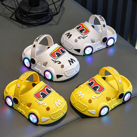 Meng Yilan (Mengyilan) Slippers pour enfants Carton Carton ACTUATION LUMINES BARCHES ET FILLES ANTI-SLIP SOME SOLE SANDOOR SANDORS INDOOR Sandales BAGUES CHOSE [Version claire colorée Y178B White Soft Seme Sole non glipt 20 -21 Taille [longueur intérieure 13,5 cm]