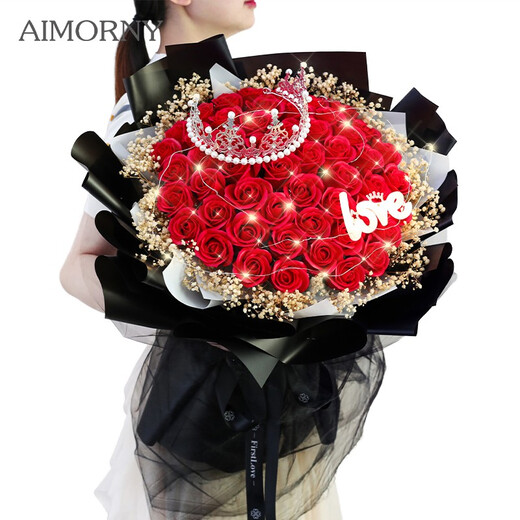 AIMORNY 52 roses eternal soap flowers delivered in the same city for New Year, Valentine's Day and birthday gifts for girlfriend other than flowers