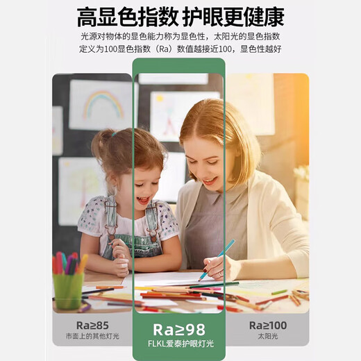 FLKL full spectrum bedroom balcony three-proof ceiling lamp LED eye protection round lighting indoor moisture-proof and dust-proof full spectrum-42W white light-Yabai