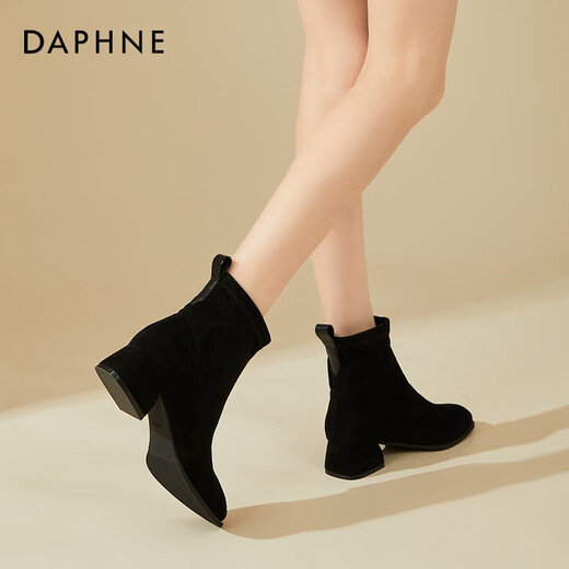 Daphne Matte короткие ботинки для женщин весной и осенью 2023 г. Новые сапоги для овчины одиночные сапоги ретро толстые каблуки Тонкие ботинки Martin Boots Black 37