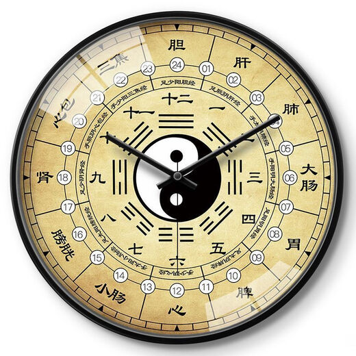 Ziwu Liuzhu Bagua Creative Wall Clock Traditional Chinese Medicine Health Home Clock Beauty Salon SPA Club Silent Wall Clock LQXBK677 Black Needle Black Frame 8 inches (diameter 20 cm)
