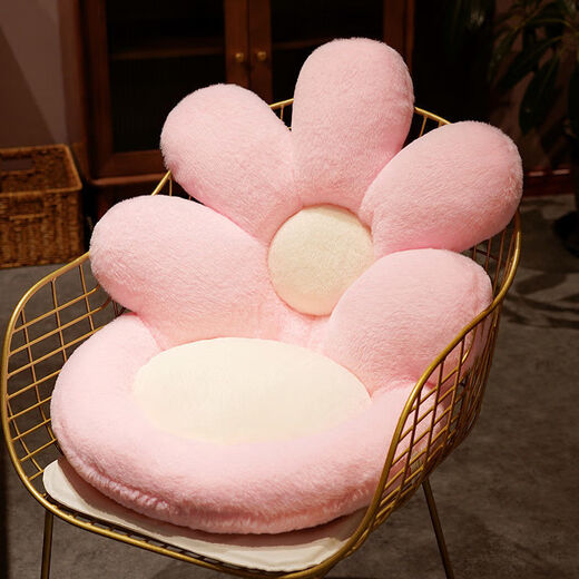 Feather pocket flower seat cushion butt cushion office sedentary chair cushion backrest all-in-one student dormitory floor butt cushion white flower anti-rabbit plush 50*50cm non-slip and comfortable
