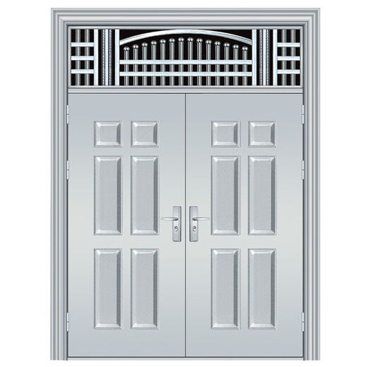 勤凯304不锈钢对开门农村自建房入户门别墅防盗进户门厂家直销双开门 福字款【定制-测量价】