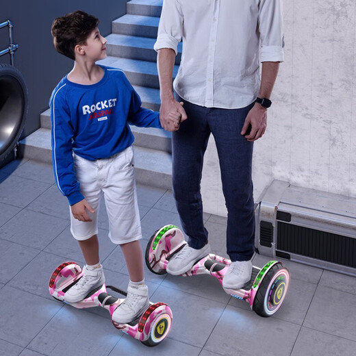
ZOLA electric balance bike children's adult body sense bike parallel bike dual-wheel self-balancing 6-12 years old hand-held rod off-road wheel 6.5-inch high-fitting powder [balanced anti-shake + glitter wheel]