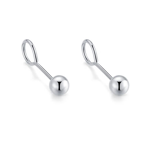 Mansheng 999 pure silver earrings for women, anti-occlusion and non-allergic earrings, bean ear sticks, ear bone sleep-free, student earrings, hook 2.5mm