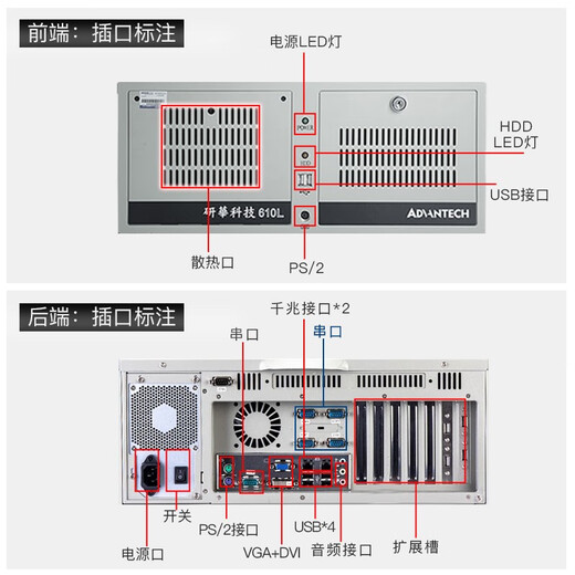 
DWTPC Advantech Industrial Control Machinery 510 Original IPC-610L Industrial Computer Host Redundant Power Server Vision Detection 4U Chassis 505CN/i9-9900/32G/1T Solid State/KM Advantech IPC-610+250W [Customer Service for Other Configurations]