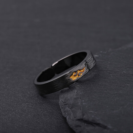Jingji Xiangyun retro ring ins trendy men's light luxury index finger ring black niche simple versatile open ring personalized ring Xiangyun ring 1 piece